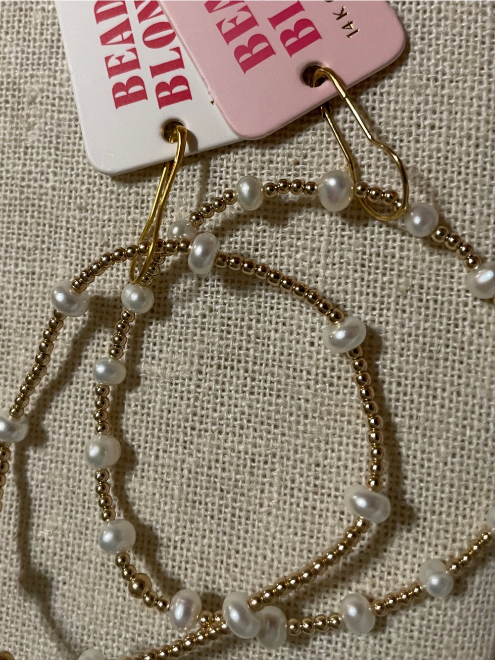 Gold & Pearl Beaded Blonde Bracelet Duo- 14K Gold Filled NWT